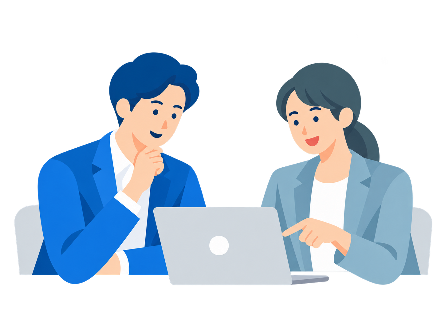 2人でサイトの情報と診断内容を確認する担当者