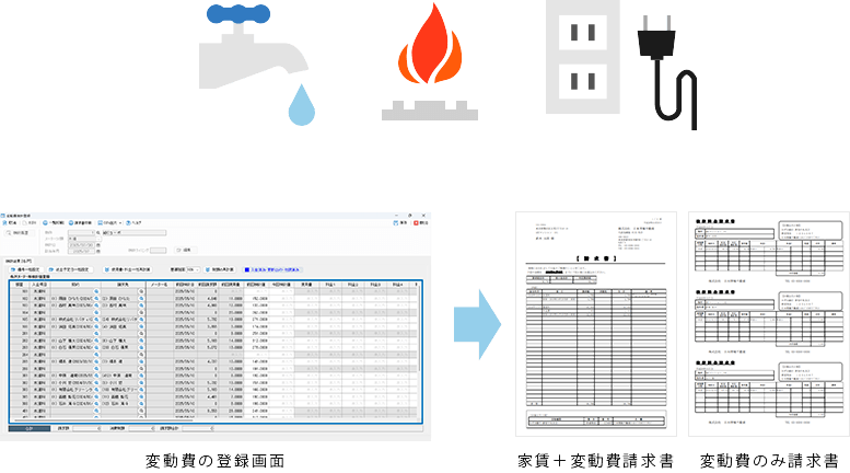 契約登録画面、契約時諸費用精算書